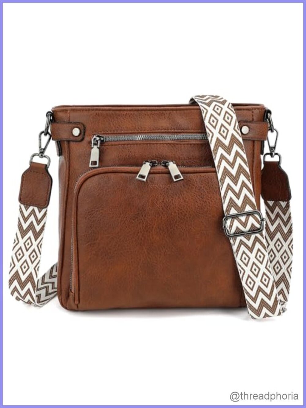 Leather Crossbody Bag for Women Travel Purse with 6 Card Slots Adjustable Strap
